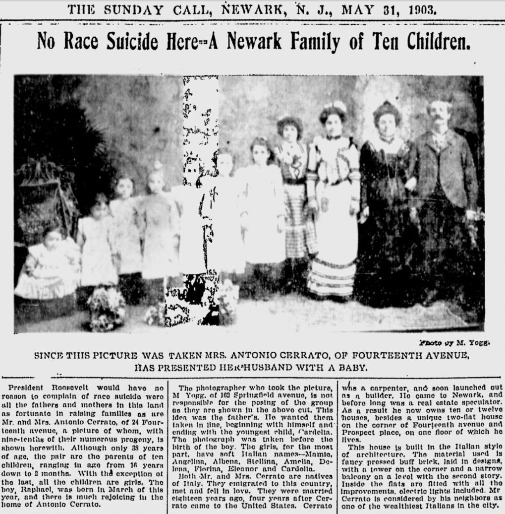 Cerrato, Antonio Family
May 31, 1903
Newark Sunday Call
