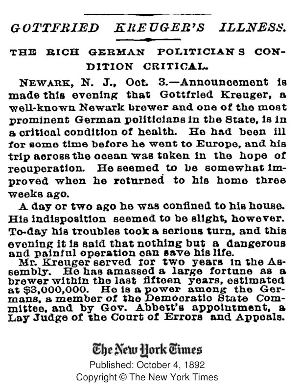 The Rich German Politician's Condition Critical
October 4, 1892
