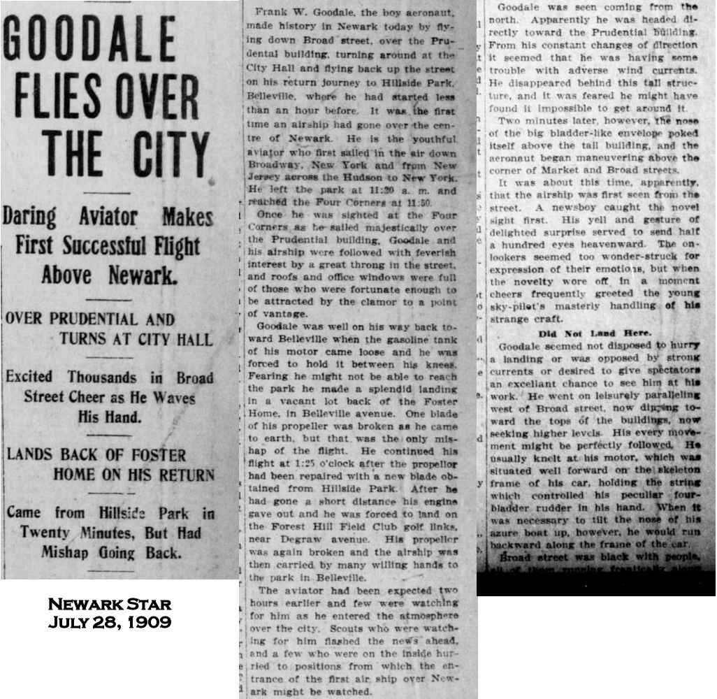 Goodale Flies over the City Page 1
Newark Star 1909
