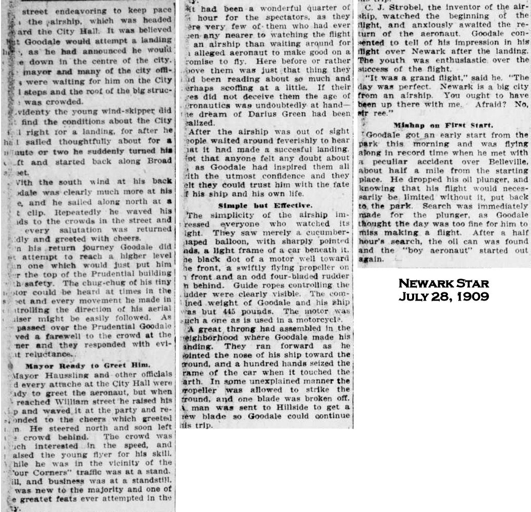 Goodale Flies over the City Page 2
Newark Star 1909
