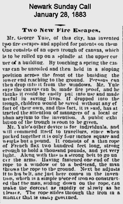 Yule, George
Two New Fire Escapes
January 28, 1883
Newark Sunday Call
